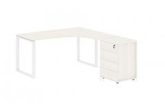 Стол эргономичный с тумбой правый Skyland EDIS EQCET 1518 R Ясень Траун Белый