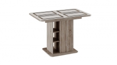 Стол обеденный Трия Мюнхен тип 1 Дуб Сонома трюфель/Стекло бежевое с рисунком