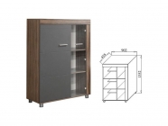 Шкаф Марибель Бэлла-5 МЦН 900 Смоки софт Индиан эбони темный