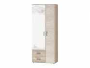 Шкаф для одежды угловой прав Витра Эверест 500.03 Дуб Кронберг/Белый шпон/Плаза Стоун